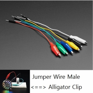 [로봇사이언스몰][로봇사이언스몰] [Adafruit][에이다프루트] Small Alligator Clip to Male Jumper Wire Bundle - 6 Pieces(길이:15.7Cm) id:3448>>전도성이 있는 상품